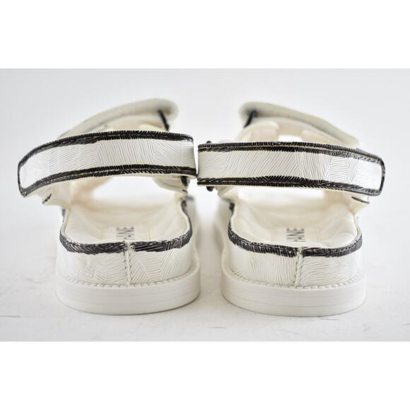 Chanel 22C White Black Graffiti CC Logo Mule Slide Strap Flat Dad Sandal 36.5 - Picture 11 of 12
